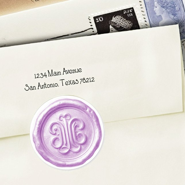 Sticker Rond Faux Wax Seal Deep Impression Light Purple (Créateur téléchargé)