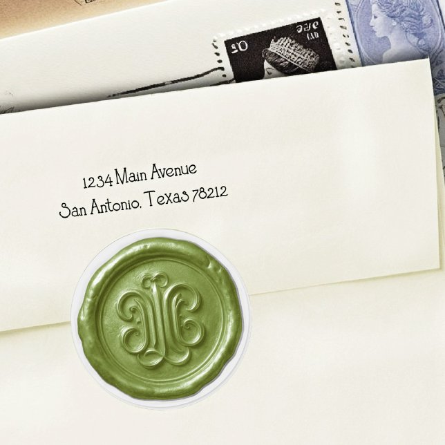 Sticker Rond Faux Wax Seal Deep Impression Olive Green (Créateur téléchargé)