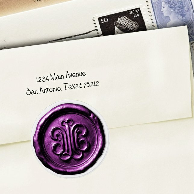 Sticker Rond Faux Wax Seal Deep Impression Purple 4 (Créateur téléchargé)