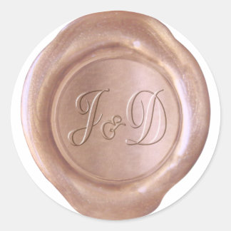 Sticker Rond Faux Wax Seal - Or Rose - J&D Custom
