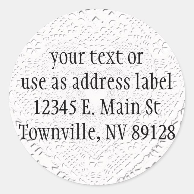 Sticker Rond Faux White Lace Fabric Arrière - plan (Devant)