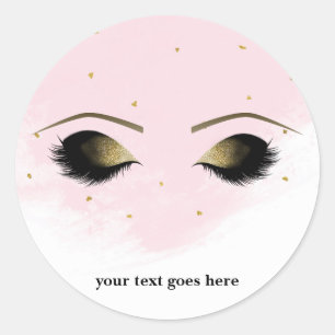 Sticker Rond Faveur Cils Maquillage Or Glamour Rose Rougeur