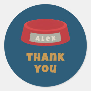 Sticker Rond Faveur d'anniversaire de fête de chiot bleu