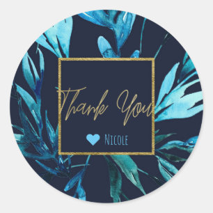 Sticker Rond Faveur de Baby Shower de mariage botanique aquarel