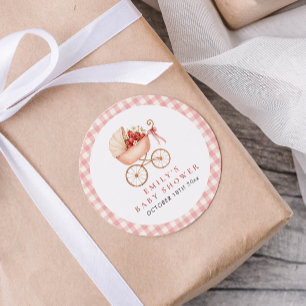 Sticker Rond Faveur de Baby Shower Sucrée aux Fraises