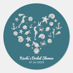 Sticker Rond Faveur de douche de mariage à coeur de diamant Bea