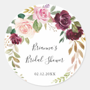 Sticker Rond Faveur de douche de mariage florale botanique rust