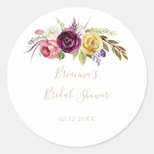 Sticker Rond Faveur de douche de mariage florale tropicale boho