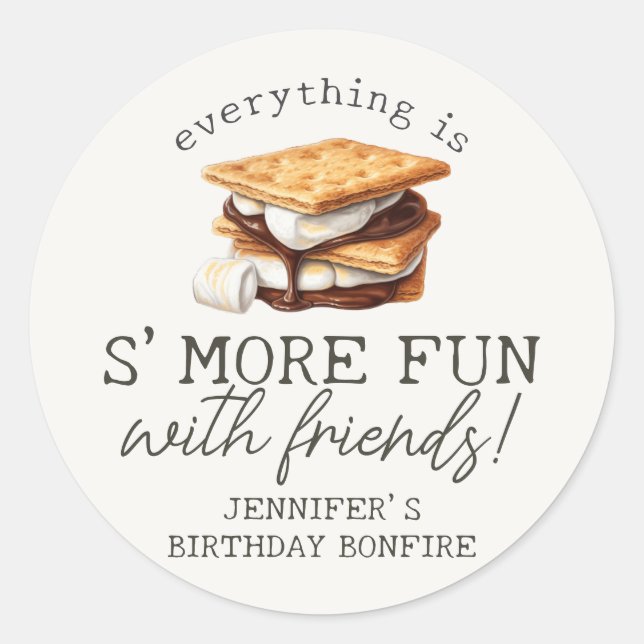 Sticker Rond Faveur de fête d'anniversaire de feu de joie extér (Devant)