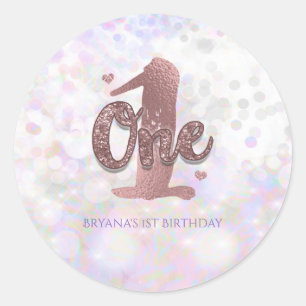 Sticker Rond Faveur de fête d'anniversaire Iridescent Sparkle O
