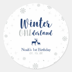 Sticker Rond Faveur de fête d'anniversaire Navy Winter Onderlan