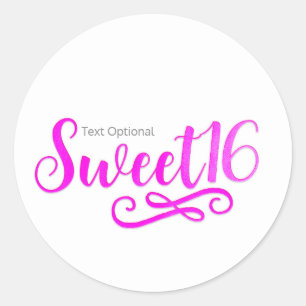 Sticker Rond Faveur de fête d'anniversaire Sweet 16 rose chaud 
