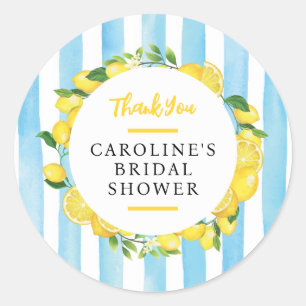 Sticker Rond Faveur de Fête de Mariage Été Citron Main Squeeze