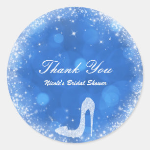 Sticker Rond Faveur de fête Escarpins à paillettes Bleu & Blanc