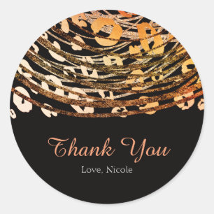 Sticker Rond Faveur de fête exotique Guépard Orange Bronze