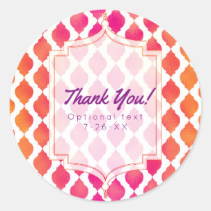 Sticker Rond Faveur de fête glamour marocaine arabe rose et ora
