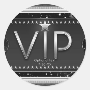 Sticker Rond Faveur de fête personnalisée VIP Chic Glam noir et