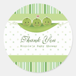 Sticker Rond Faveur de fête pour Baby Shower Triplés 3 Pois dan