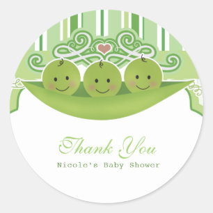 Sticker Rond Faveur de fête pour bébé triplets 3 Pois dans une 