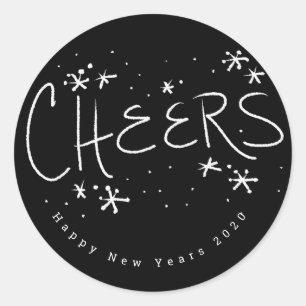 Sticker Rond Faveur de lettrage de Bonne Année