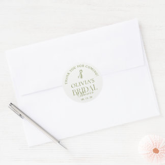 Sticker Rond Faveur de mariage blanc chaud et vert sauge