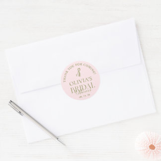Sticker Rond Faveur de mariage Blush & Vert Sauge