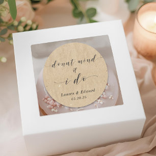 Sticker Rond Faveur de mariage en donut Kraft Donut Mind If I D
