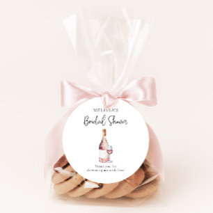Sticker Rond Faveur de mariage en vin rose blush aquarelle