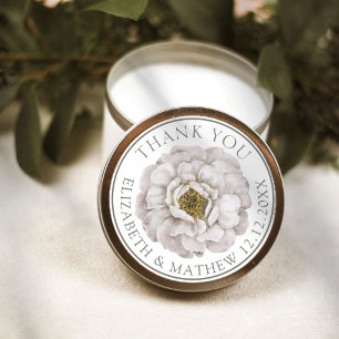 Sticker Rond Faveur de mariage Fleur Blanche Bohème