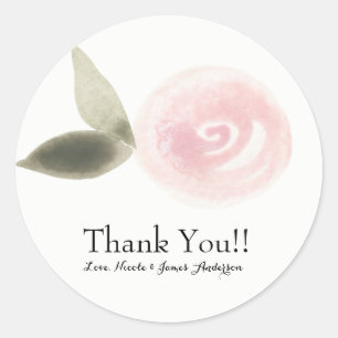 Sticker Rond Faveur de mariage floral de rose aquarelle moderne