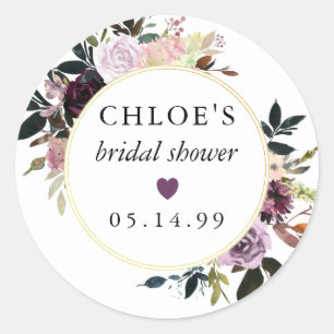 Sticker Rond Faveur de mariage floral Rose rose pourvin pour la