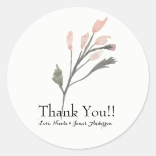 Sticker Rond Faveur de mariage florale de fleurs aquarelles mod