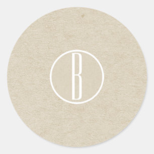 Sticker Rond Faveur de mariage monogramme rustique kraft minima