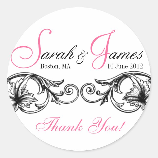 Sticker Rond Faveur de mariage personnalisable ou boîte à gâtea (Devant)