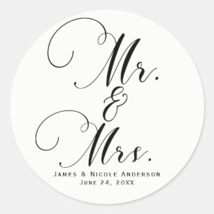 Sticker Rond Faveur de mariage personnalisée avec le script M. 