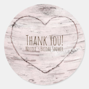 Sticker Rond Faveur de mariage rustique en forme d'arbre de bou