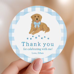 Sticker Rond Faveur de remerciement d'anniversaire de Retriever