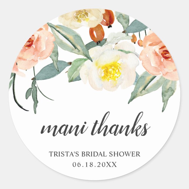 Sticker Rond Faveur de Remerciement de Manucure pour Mariage Fl (Devant)