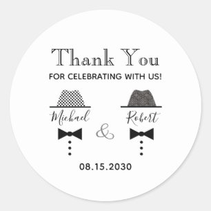 Sticker Rond Faveur de remerciement de mariage gay
