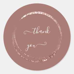 Sticker Rond Faveur de rose en poudre blanche Merci blanc
