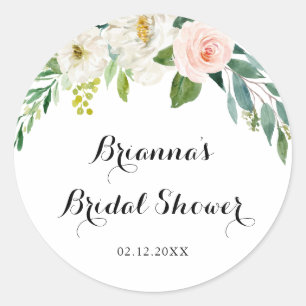 Sticker Rond Faveur de salle de bain de mariage simple à feuill