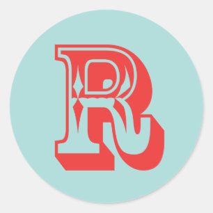 Sticker Rond Faveur d'initiale de monogramme de style de