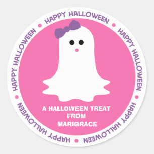 Sticker Rond Faveur Girly de fantôme de Halloween
