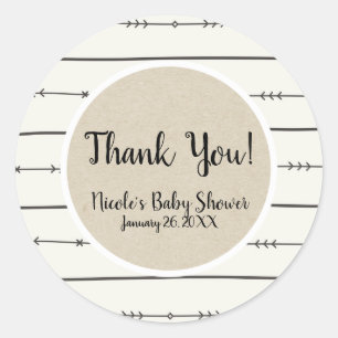 Sticker Rond Faveur kraft moderne pour Baby Shower Bohème Rusti