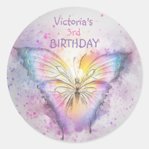 Sticker Rond Faveur mignonne de fille d'anniversaire de