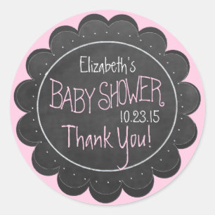 Sticker Rond Faveur rose lunatique de baby shower de sembler de
