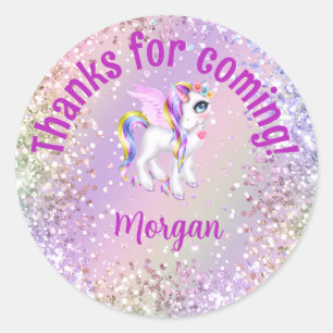 Sticker Rond Faveurs de fête d'anniversaire Licorne Magique