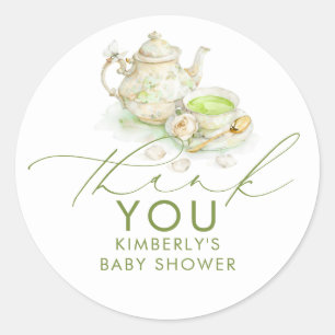 Sticker Rond Faveurs de remerciement pour Baby Shower Matcha Te