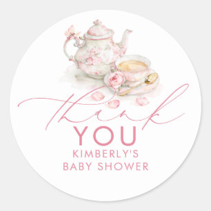 Sticker Rond Faveurs de remerciement pour Baby Shower Tea Party