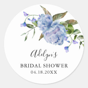 Sticker Rond Favor de mariage floral bleu rustique  